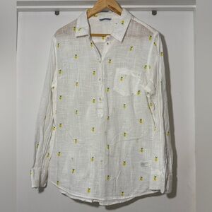 Target White Pineapple Print Casual Shirt Size L